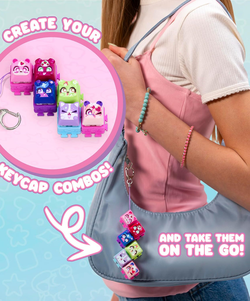 Clickeez Keyboard Mega Pack Collectible Fidget Key Caps Set with Storage Keyboard and 15 Clickable Characters Stress Relief Sensory Toy for Kids Ages 6+