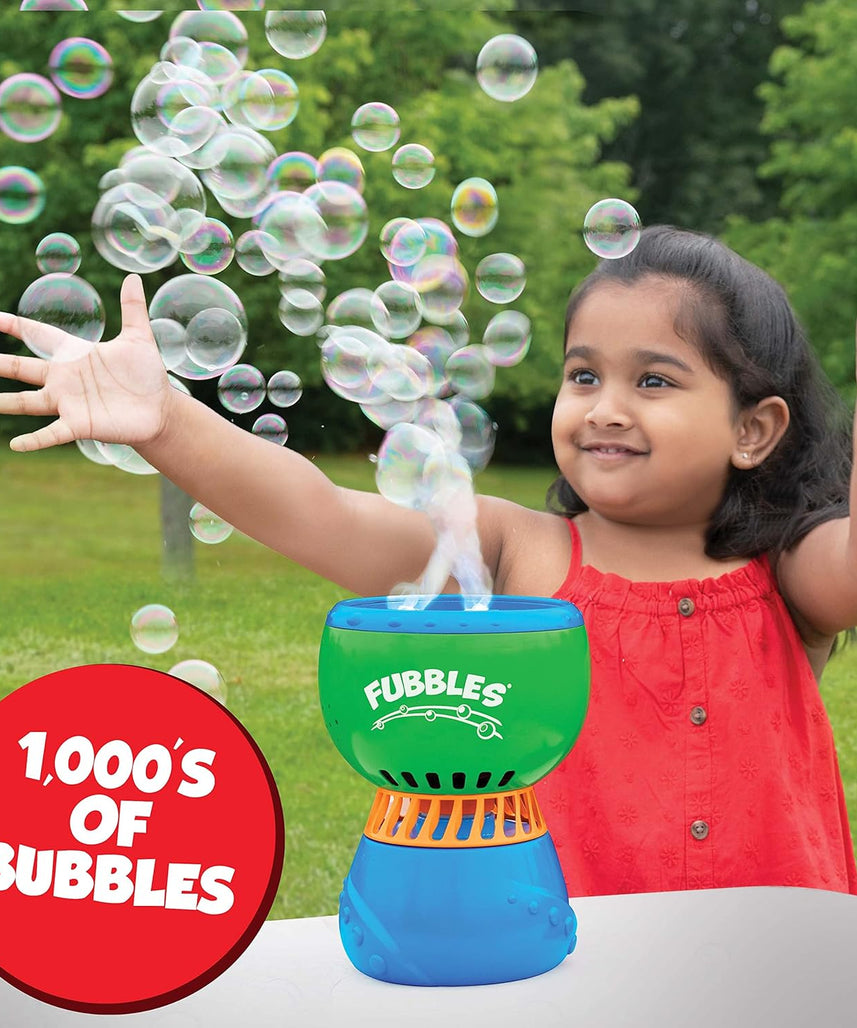 Little Kids Fubbles No Spill Fun Finiti Bubble Machine, Mess Free Automatic Bubble Maker for Kids, Large Capacity Bubble Machine, Holds Up to One Hour Solution, Sensory Play, Outdoor Party Toy, Battery Powered, Ages 3 Plus