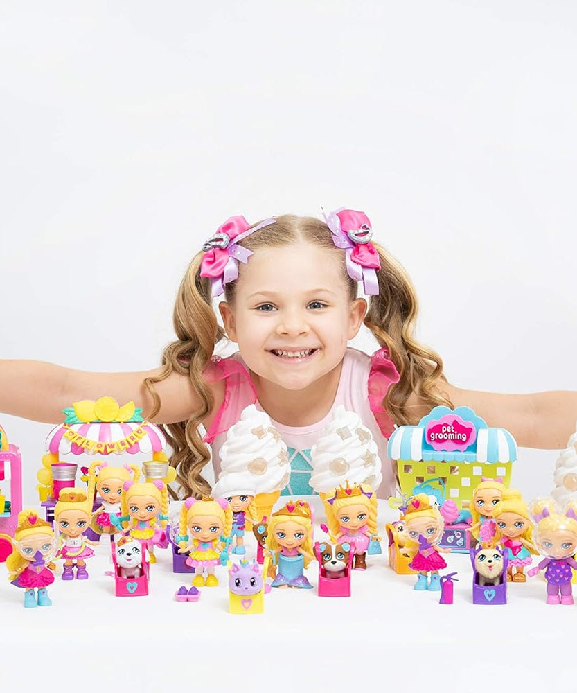 Far Out Toys Love Diana 3.5 Inch Collectible Doll Playset with 2-in-1 Lemonade and Flower Stand and 11 Surprise Accessories for Kids Ages 3 and Up