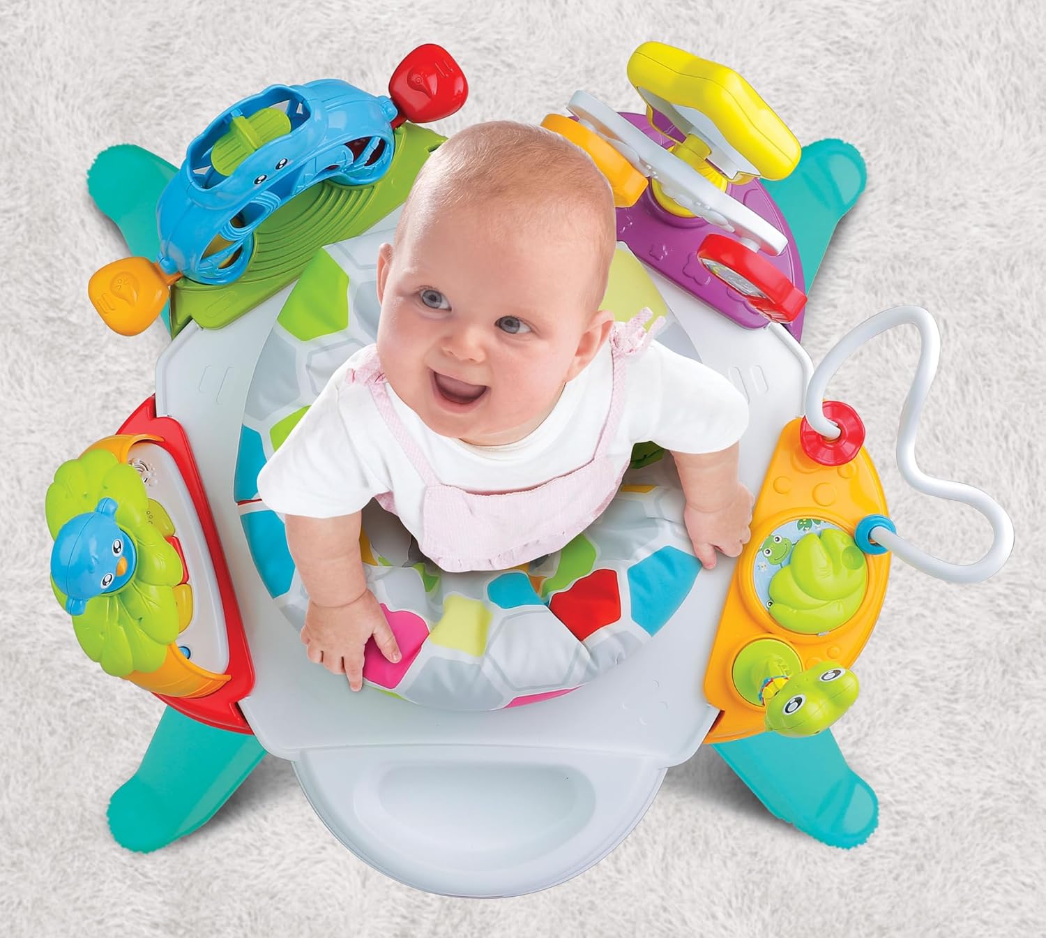 Winfun Baby Move Activity Center Interactive Toy, 2-in-1 Stationary and Activity Table with Lights, Sounds, and Detachable Play Pieces, for Babies 6 Months and Up