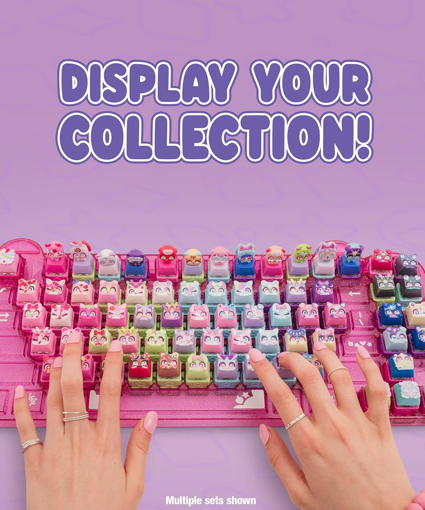 Clickeez Keyboard Mega Pack Collectible Fidget Key Caps Set with Storage Keyboard and 15 Clickable Characters Stress Relief Sensory Toy for Kids Ages 6+