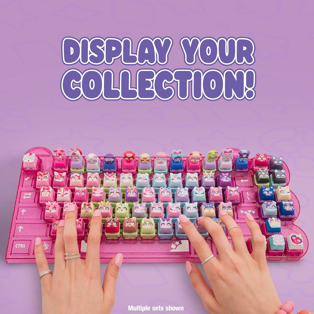Clickeez Keyboard Mega Pack Collectible Fidget Key Caps Set with Storage Keyboard and 15 Clickable Characters Stress Relief Sensory Toy for Kids Ages 6+