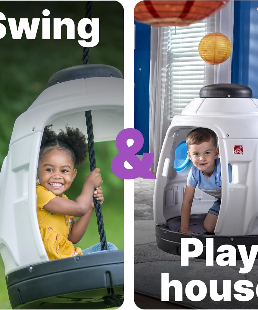 Step2 Space Capsule Swing for Toddlers – Rocket Ship Swing for 2 Kids, Indoor & Outdoor Use, Weather-Resistant Ropes (80 x 73.7 x 85.1 cm)