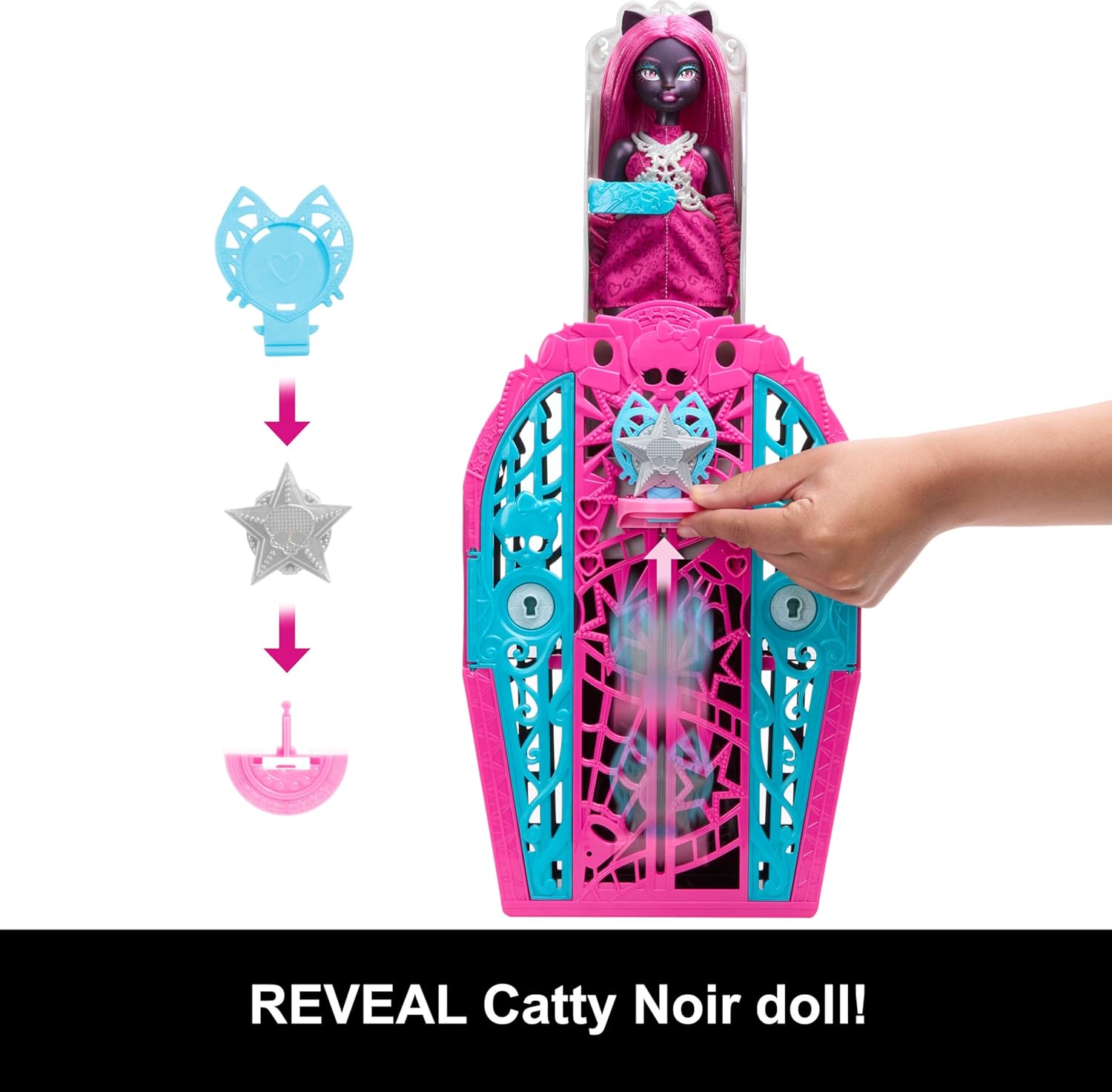 Monster High Skulltimate Secrets Hauntlywood Mysteries Catty Noir Doll and Accessories Set with Wardrobe and 19+ Glamorous Surprises Including Doll Clothes, JBG82