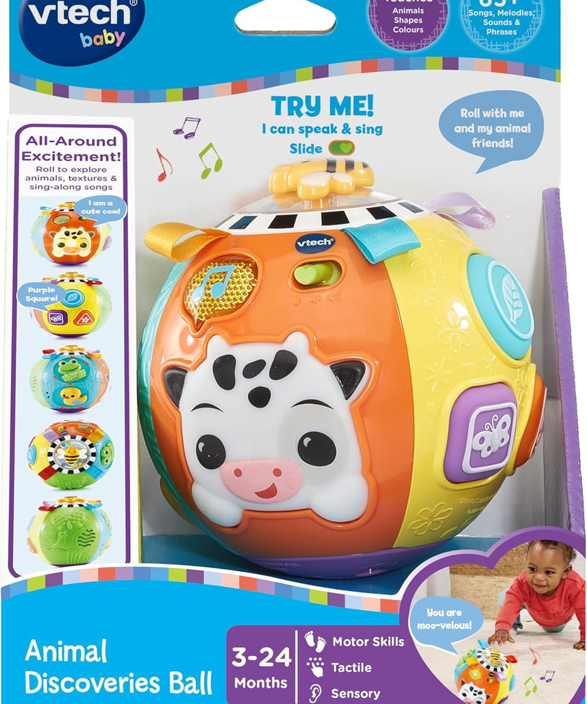 VTech Animal Discoveries Ball Interactive Learning Toy with Lights Music Textures and Shapes for Babies