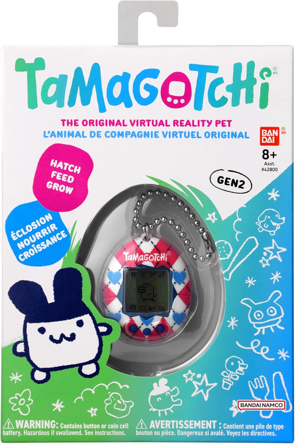 BANDAI Tamagotchi Argyle Heart Virtual Pet 42981 Electronic Toy Ideal for Ages 6+ Zoom into Paradise to Surround Your Electronic Pet