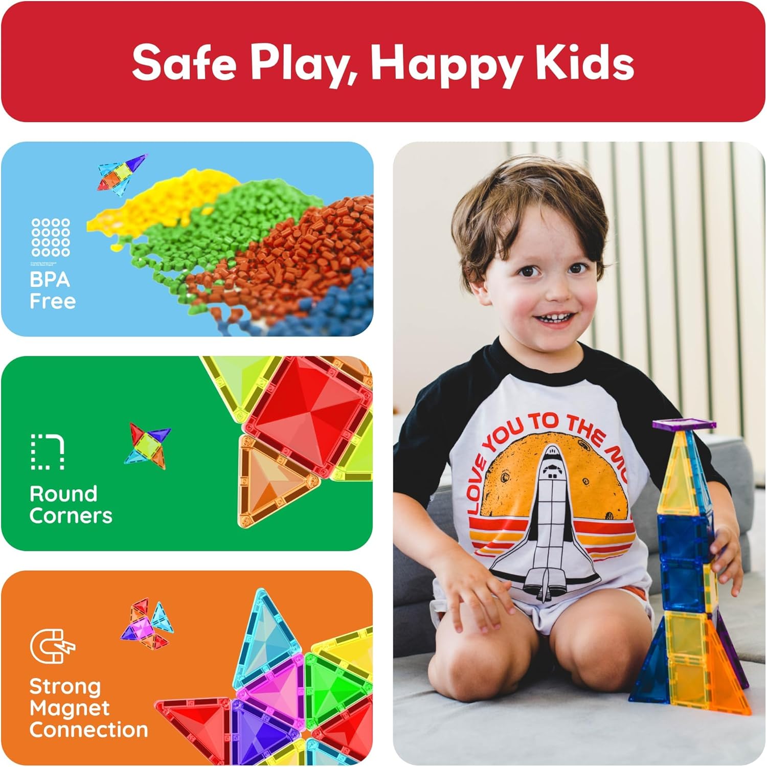 PicassoTiles 60-Piece Magnetic Building Block Mini Diamond Series Travel Size On-the-Go Magnetic Construction Toy Set, Educational Toy Children's Brain Development Stacking Blocks PTM60