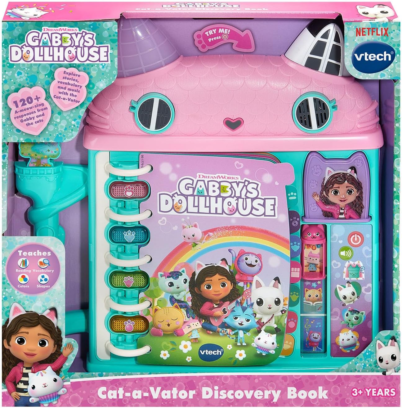 VTech Gabby’s Dollhouse Cat-a-Vator Discovery Book – Interactive Learning Toy for Kids 3+ Years
