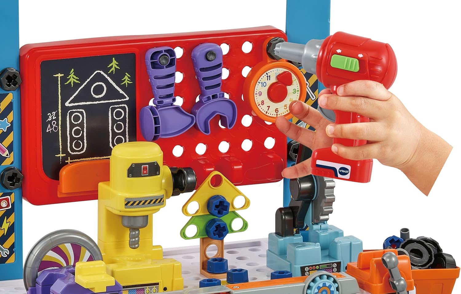 VTech My Busy Workbench, Interactive Toddler Toy, Pretend Play Tools, 100+ Pieces, Lights, Music & Sounds, Kids Gifts 3, 4, 5 + Years, English Version