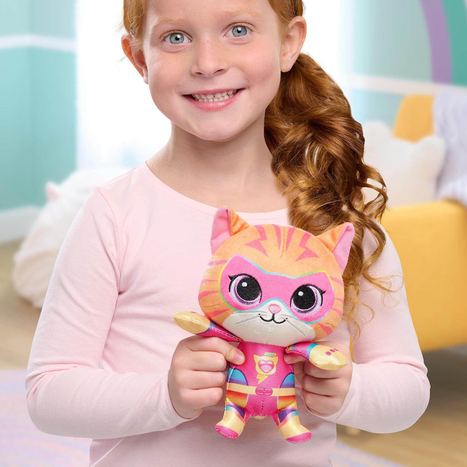 Just Play Disney Junior SuperKitties Su-Purr Charged 7-inch Small Ginny Plush Stuffed Animal, Ginny, Kitten, Kids Toys for Ages 2 Up