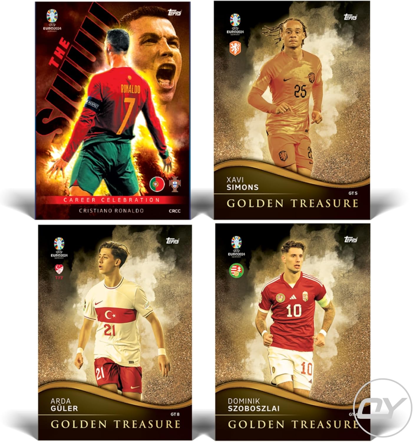 بطاقات تداول توبس ماتش أتاكس يورو 2024، مجموعة من 3 بطاقات مع سلسلة مفاتيح فيدجيت OY إضافية، مجموعة بطاقات كرة قدم قابلة للتجميع