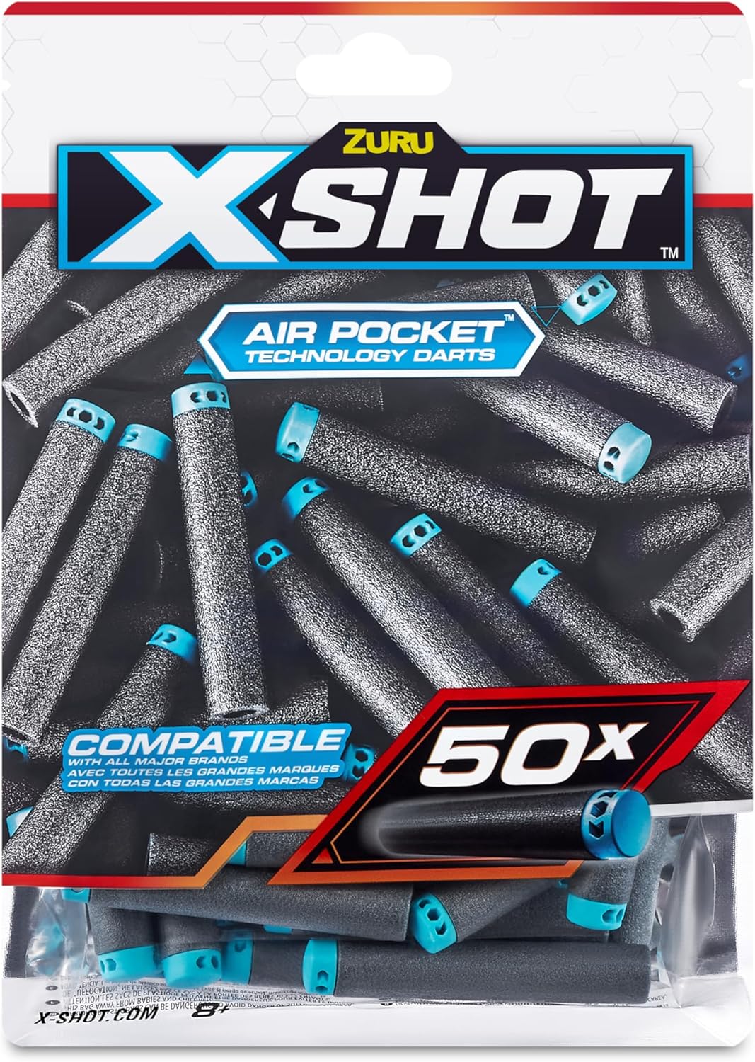 Zuru XSHOT Foam Dart Refill Pack of 50, Compatible with Nerf Blasters, Air Pocket Technology, Lightweight Durable Soft Bullet Ammunition for Boys, Age 8+