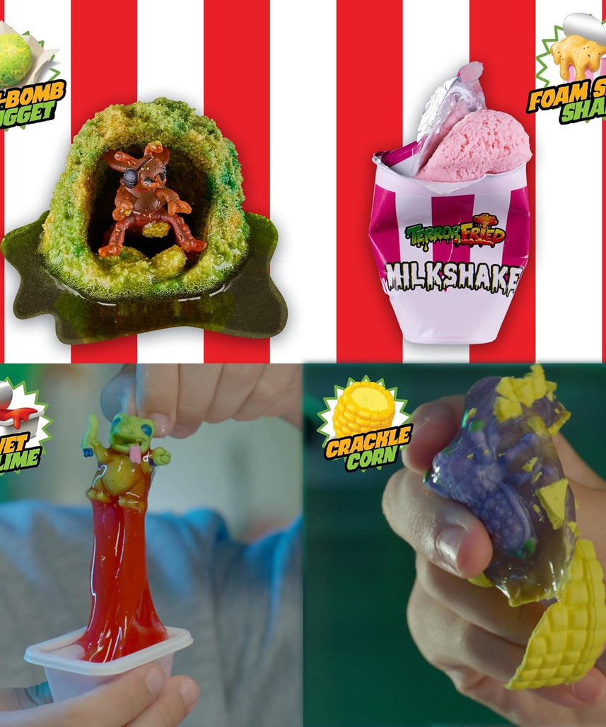 Terror Fried 08091 Nasty Nibbles, Gross Collectible Figures and Slime for Boys Ages 4-10, Multi-Compound Interactive Play Set with Fizz, Squish, Crack and Ooze, Sensory and Collectible Toys