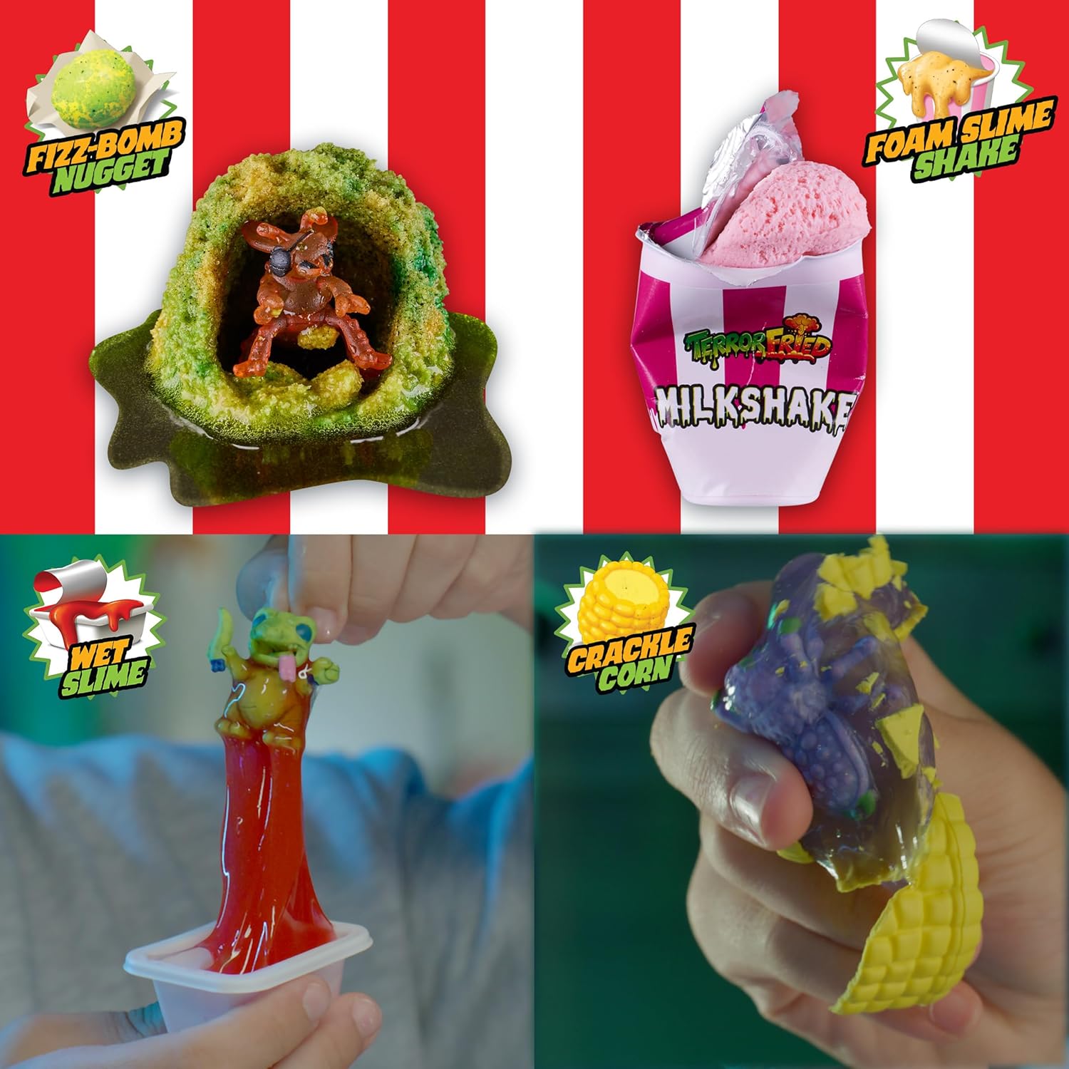 Terror Fried 08091 Nasty Nibbles, Gross Collectible Figures and Slime for Boys Ages 4-10, Multi-Compound Interactive Play Set with Fizz, Squish, Crack and Ooze, Sensory and Collectible Toys