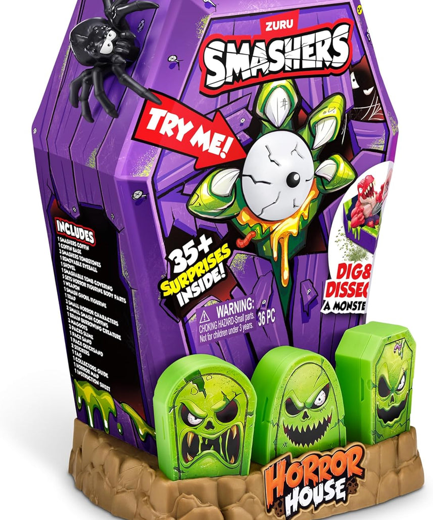 زورو سماشرز، منزل رعب كبير، السلسلة 1، مجموعة ألعاب مخيفة، أكثر من 35 مفاجأة، شخصيات قابلة للتجميع، بيض سماش، إكسسوارات مخيفة، أضواء وأصوات، حفر وتشريح، لعبة مغامرات للأطفال