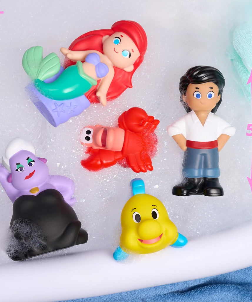 Disney The Little Mermaid Bath Caddy, 6-pieces, 5 Bath Toy Figures