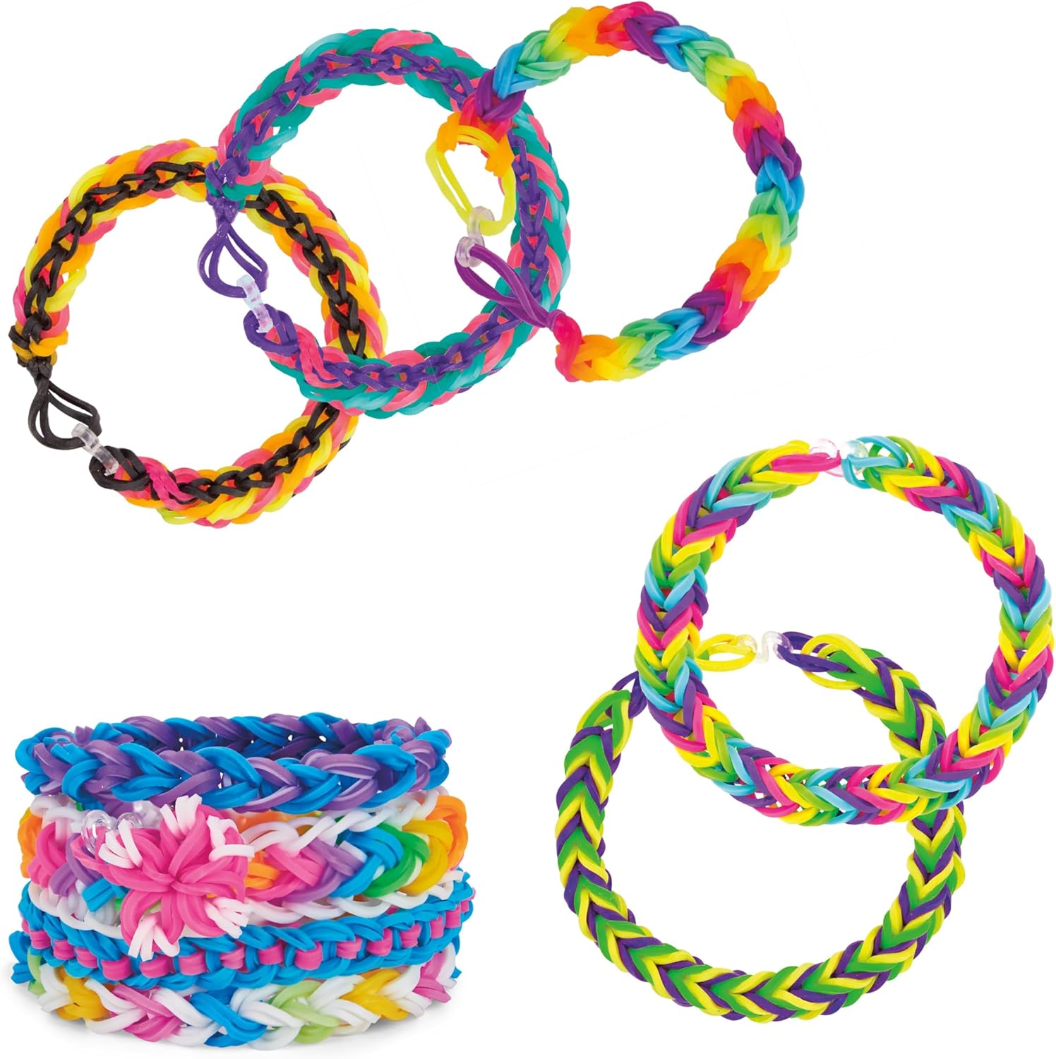 Cra-Z-Loom Ultimate Tub 3000 Rubber Band Bracelet Maker Kit with Neon Bands, 2-Prong Looms, S-Clips, DIY Friendship Jewelry Craft Set for Kids, Creative Party Fun Gift