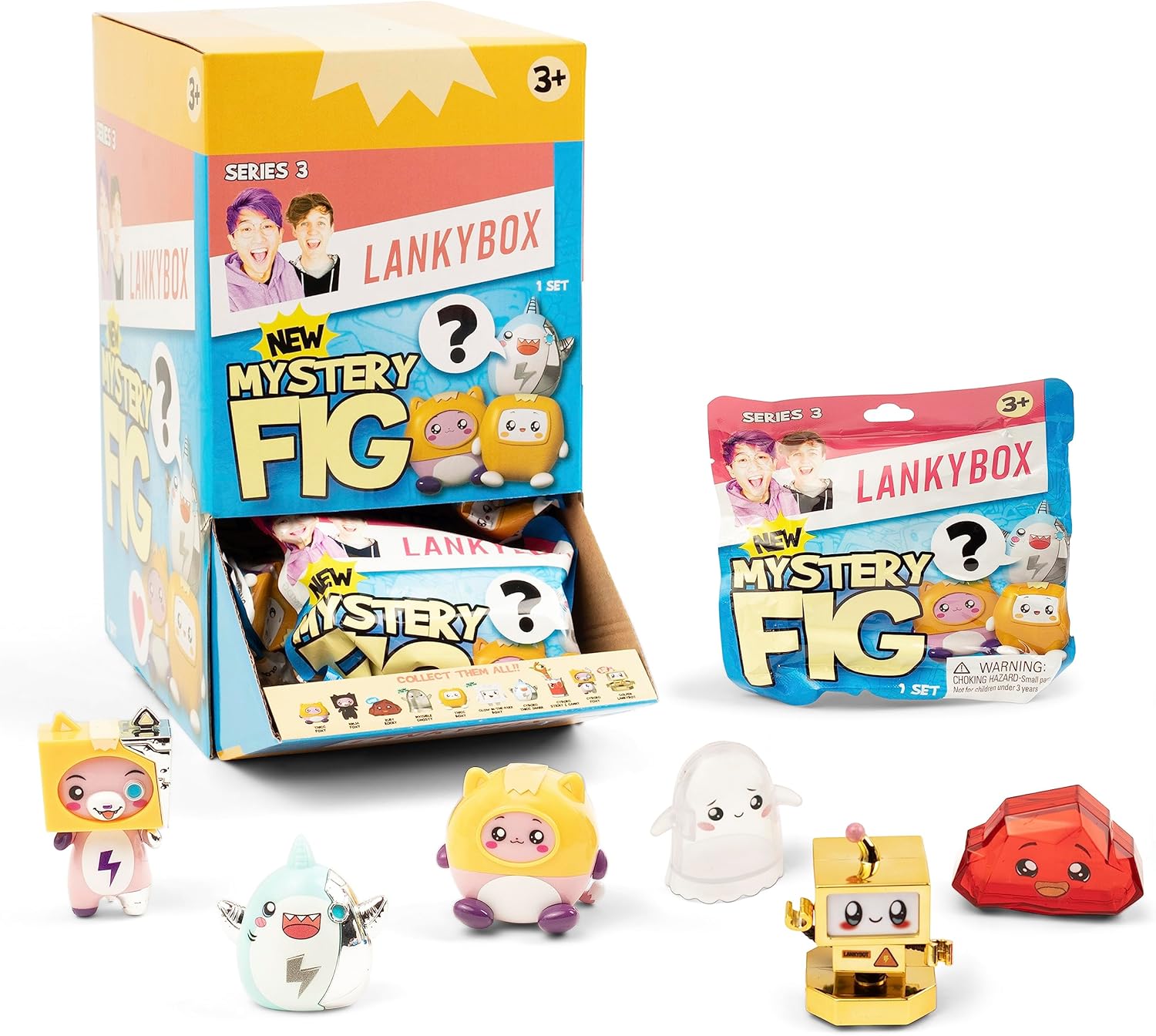 LankyBox Mini Mystery Figures Party Pack, Series 3, 24 Collectible Blind Box Mini Figures, Glow-in-the-Dark Editions, Officially Licensed LankyBox Merch