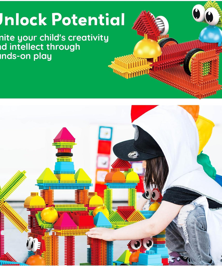 PicassoTiles 120pcs HedgehogTiles Building Block, Stacking Interlock Teeth Construction Sensory Gift STEM Toy for Kids Toddlers Age 3 + PTB120