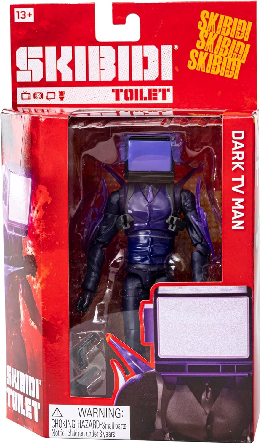 Skibidi Toilet Deluxe Figure Series 2 Dark TV Man, Official 6 Inch Collectible Action Figure with 22 Moving Parts for Kids 13+