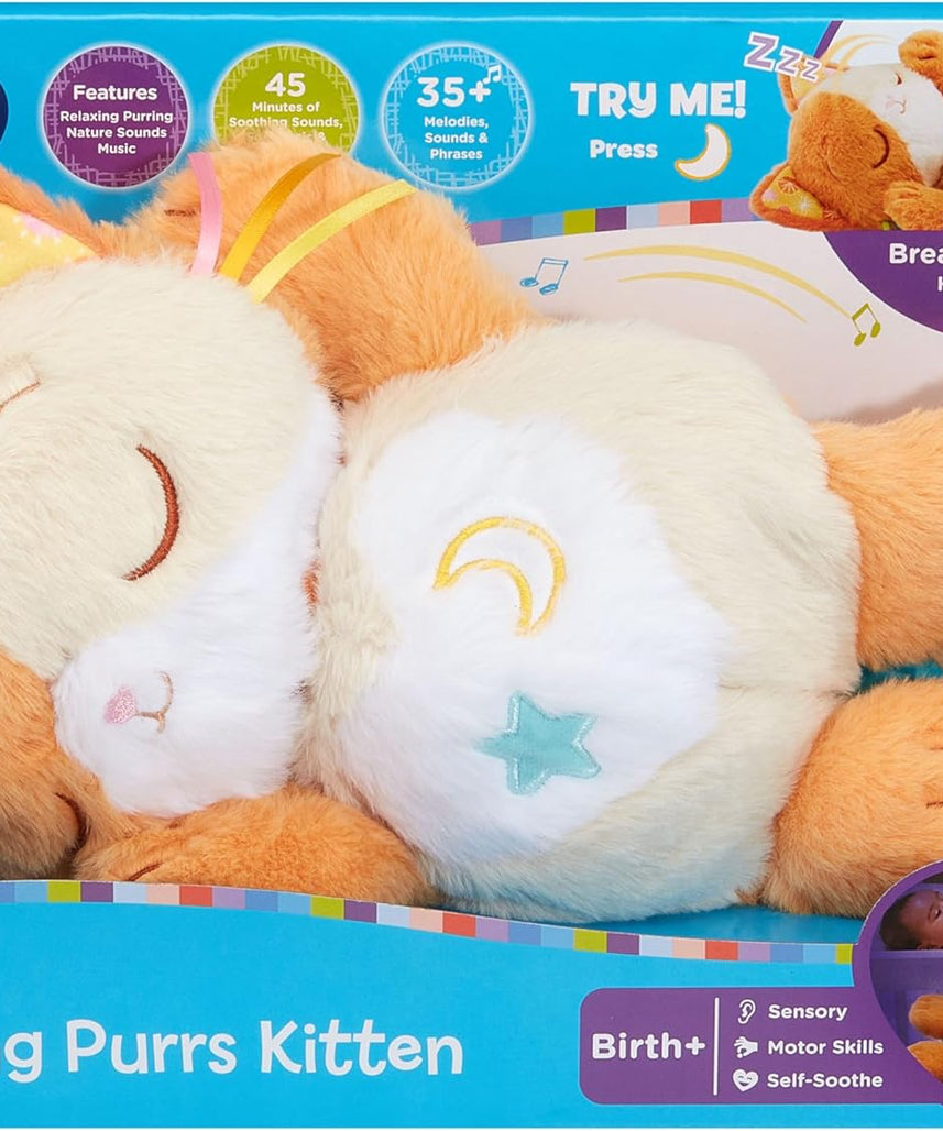 VTech Baby Calming Purrs Kitten Soft Plush Soothing Toy with Breathing Motion, Lights, Melodies, White Noise & Nature Sounds, Interactive Comfort Toy for Babies 0+ Months