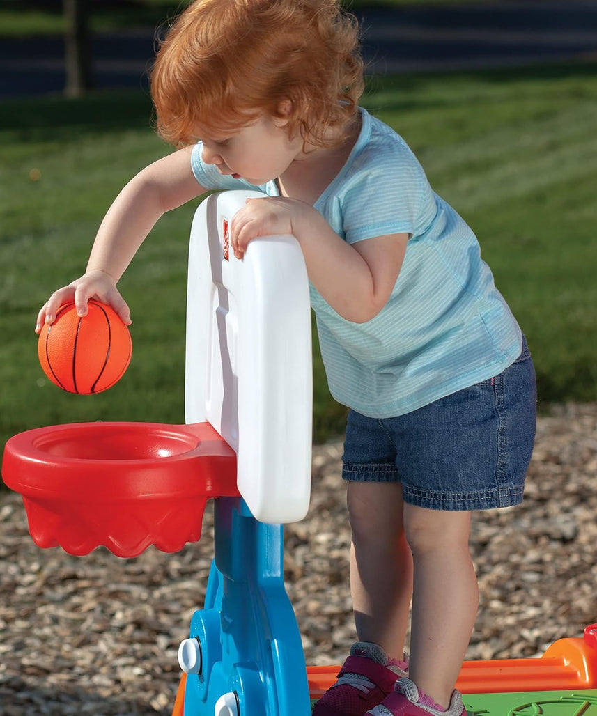 Step2 Game Time Sports Climber, Outdoor Playset with Slide Basketball Hoop and Soccer Goal, Active Fun Toy for Kids Boys and Girls Age 2 to 6, Durable Plastic Multicolor Backyard Activity Center