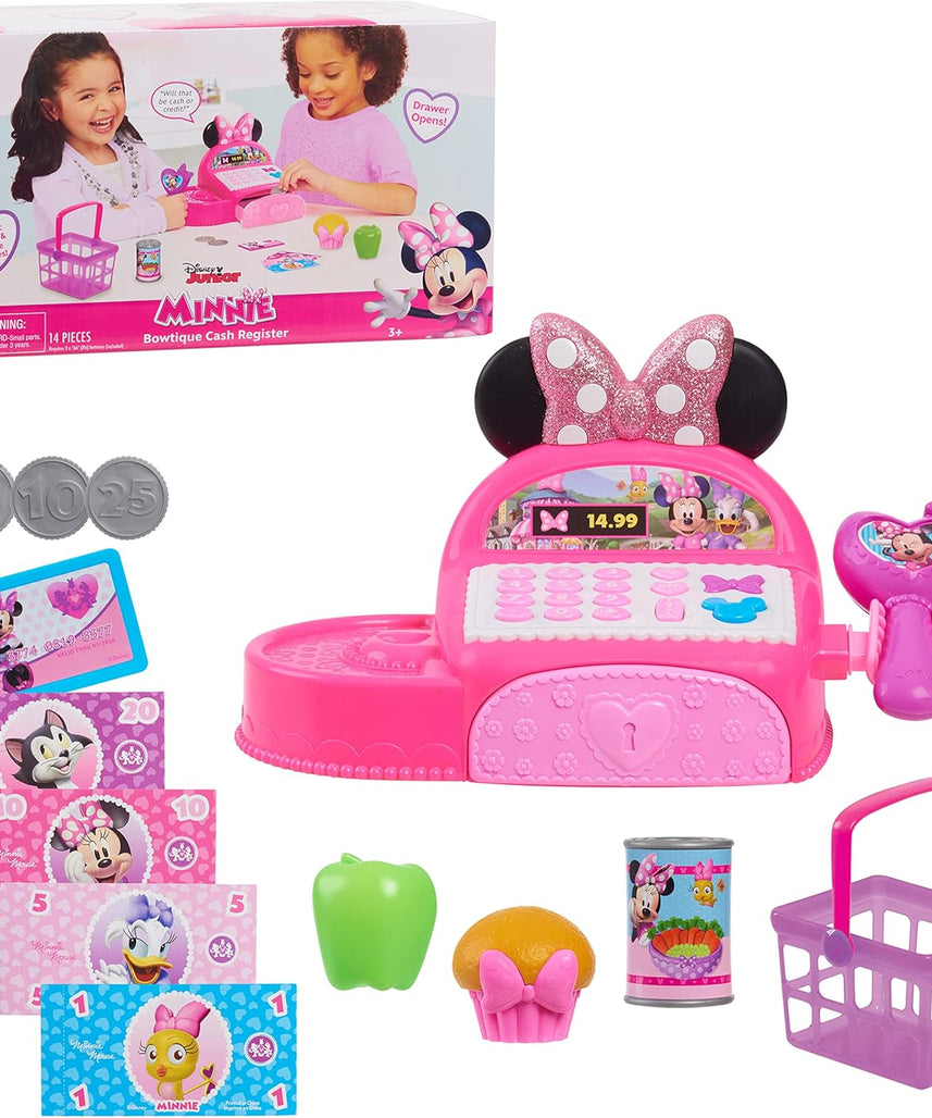 لعبة تسجيل نقدي ميني ماوس من ديزني جونيور مع أصوات، نقود وهمية، ماسح ضوئي للعب، ملحقات للأطفال من سن 3 سنوات فما فوق