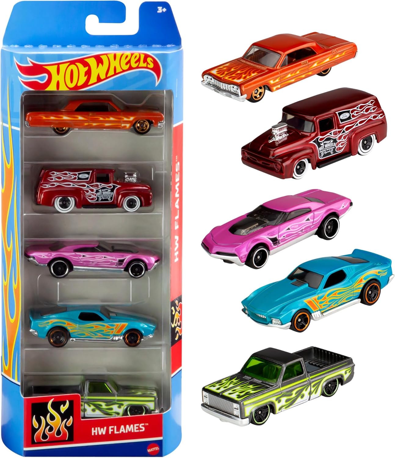 Hot Wheels 5-Car Die-Cast Vehicle Gift Pack, 1:64 Scale Cars for Racing, Stunts and Collecting, Styles May Vary