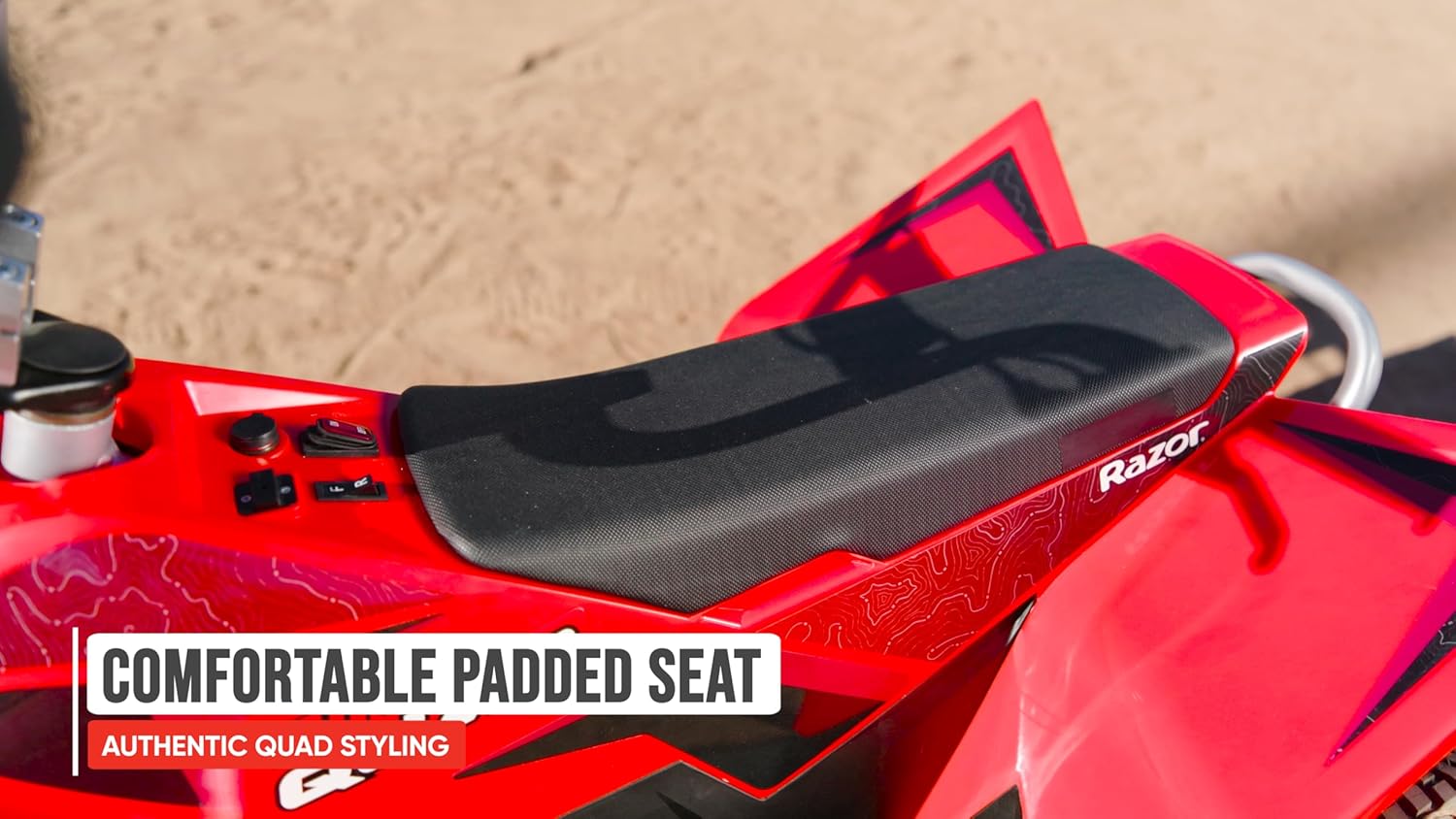 Razor Dirt Quad Electric 4-Wheeler, Red, 24V Battery Powered Kids Quad Bike, Speed Up to 8 mph (13 km/h), Forward and Reverse, Pneumatic Tires, Up to 80 Minutes Ride Time, Ages 8+