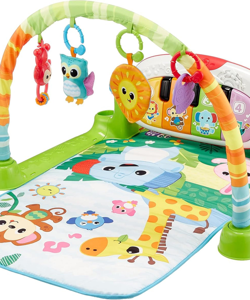 Winfun Jungle Pals Kick ’N Play Musical Gym | Baby Activity Play Mat with Lights & Sounds | Infant Gym with Hanging Toys & Musical Kicking Pad for Newborns 0M+