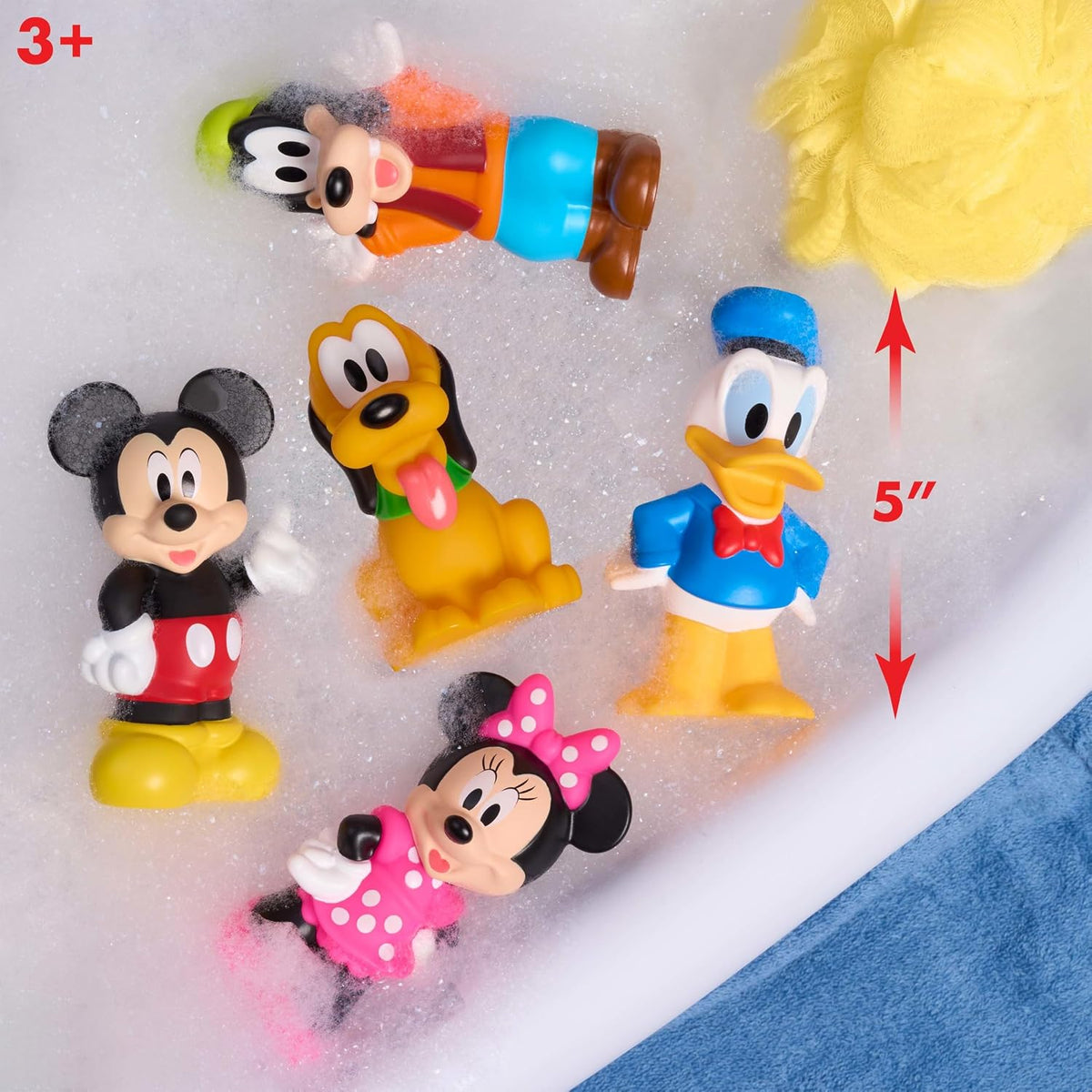 Disney Mickey Mouse Bath Caddy, 6-pieces, 5 Bath Toy Figures