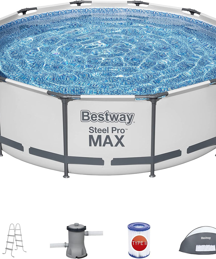 Bestway Steel Pro™ Round Above Ground Pool 366 x 100 cm with Canopy, Filter Pump & Ladder, DuraPlus™ Liner – Ages 18+