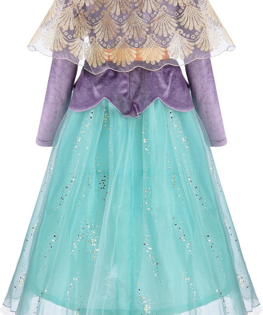 Party Centre - Disney Golden Princess Ariel Prestige Dress Up Costume with Headpiece, Small (5-6 Years), Multicolor