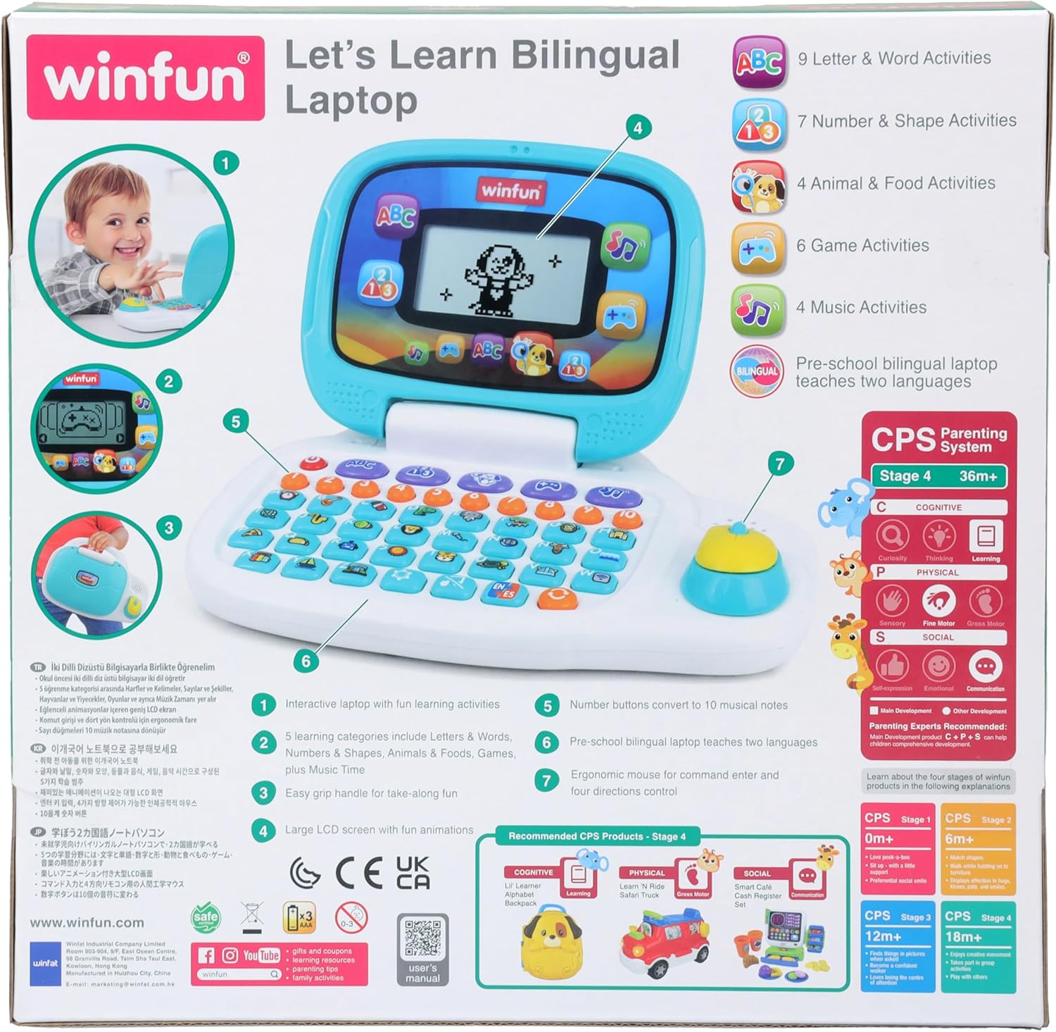 Winfun Lets Learn Bilingual Kids Laptop for Preschoolers Age 3 and Up Educational Toy in English and Spanish with LCD Screen and Interactive Games