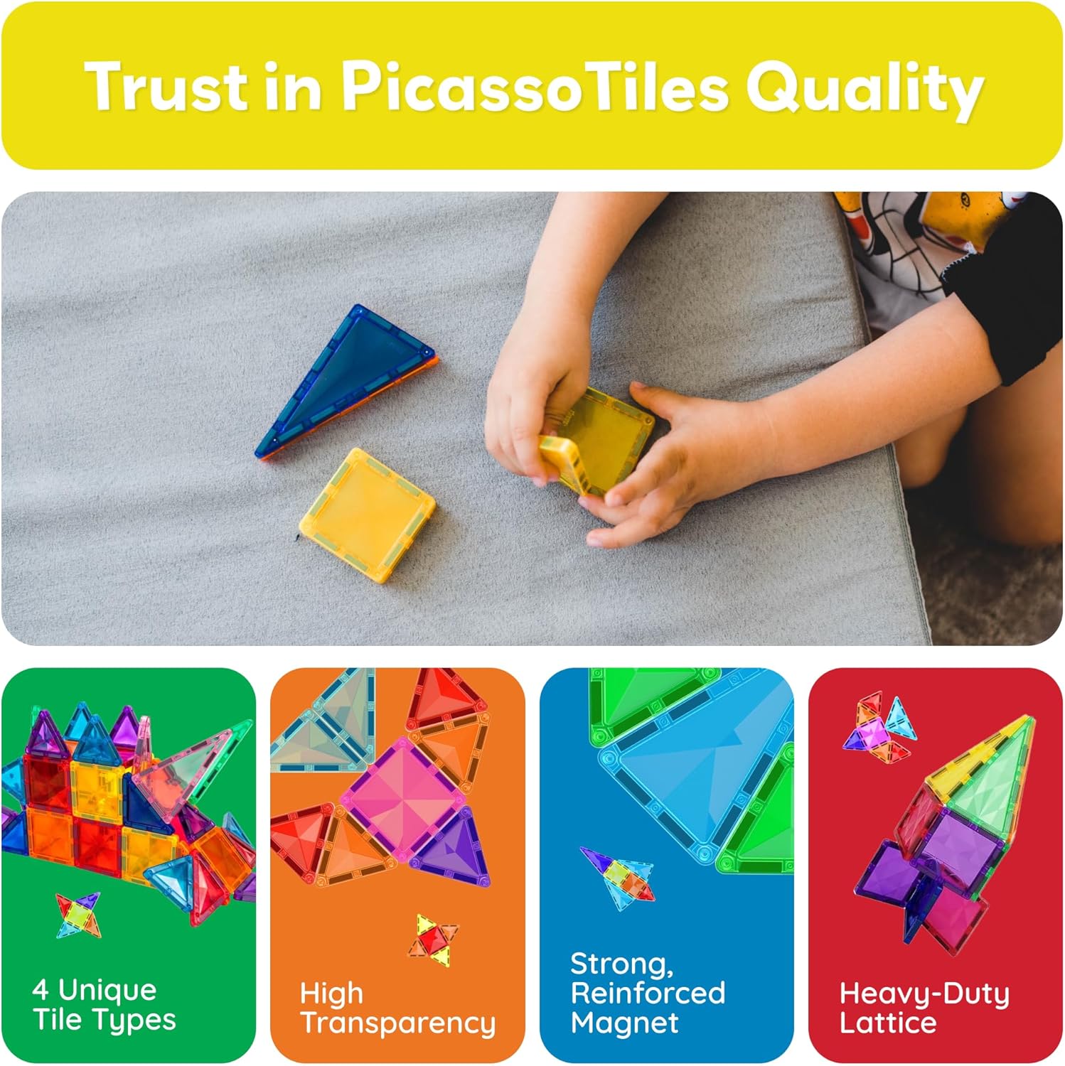 PicassoTiles 40 Piece Magnetic Building Block Mini Diamond Series Travel Size On-The-Go Magnet Construction Toy Set STEM Learning Kit Educational Playset Child Brain Development Stacking Blocks PTM40