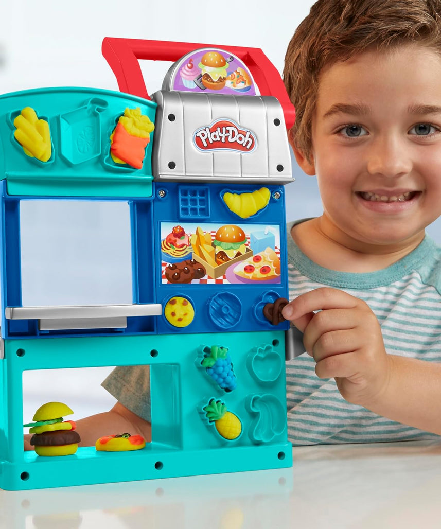 Play-Doh Kitchen Creations, Busy Chef's Restaurant Playset, 2-Sided Kitchen, Pretend Food Toys, Art & Craft, 5 Play-Doh Colors, Kids 3+