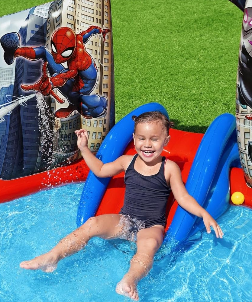 Bestway Spider-Man Splash Pad - Outdoor Kids Paddling Pool Sprinkler - Water Play Mat for Children Aged 2+