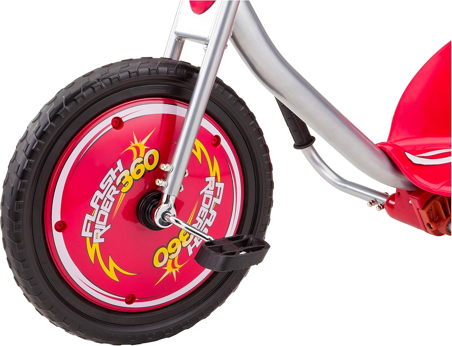 دراجة Razor FlashRider ثلاثية العجلات 360 للأطفال من سن 6 سنوات فما فوق، مزودة بعجلات خلفية مائلة مزدوجة، ومقود على طراز MX، وذراع شرارة مع خرطوشة قابلة للاستبدال