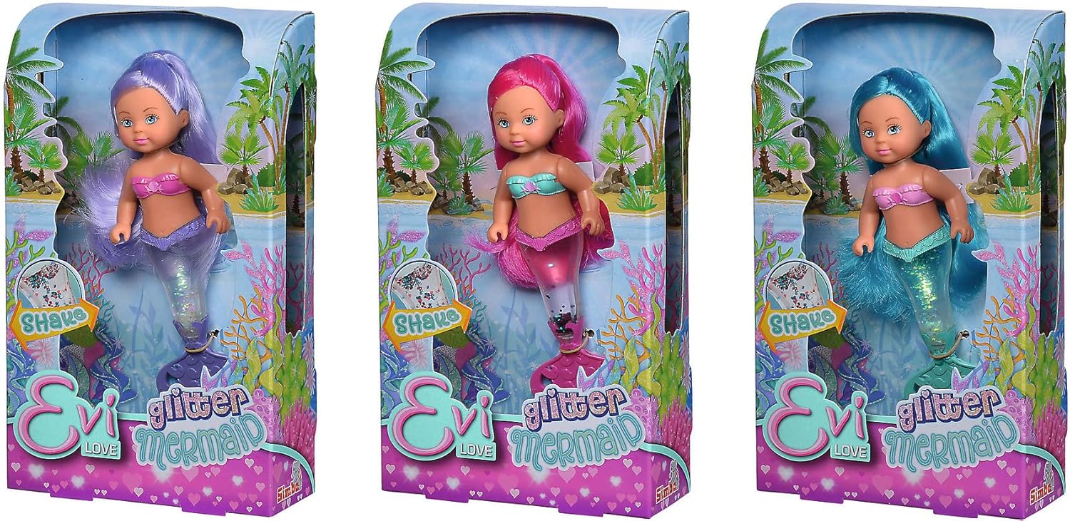 Evi Love Glitter Mermaid/Mermaid Doll with Tail That Sparkles When Shaken/Only one Item