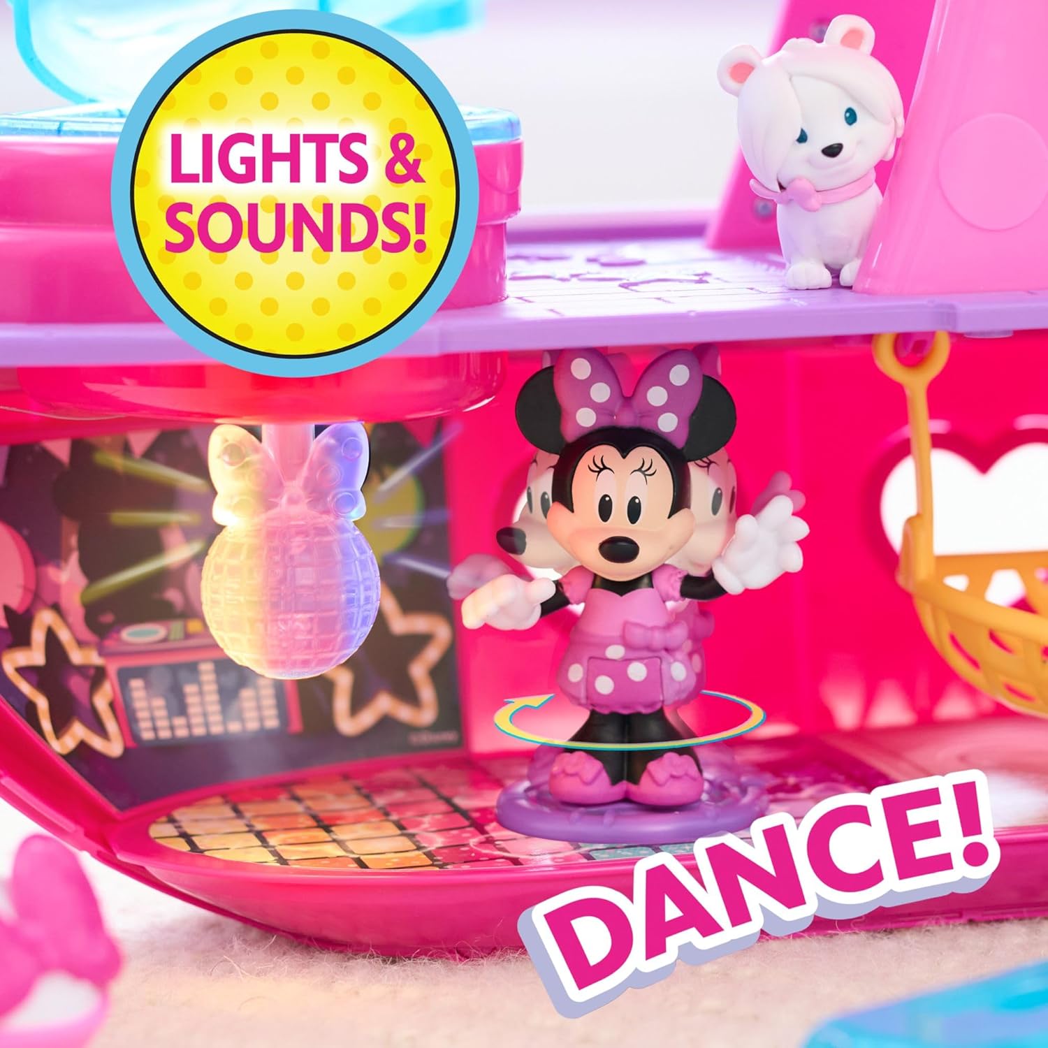 Just Play Minnie Mouse Bowdazzling Yacht Playset with Light and Sound Effects, 14 Pieces, Children's Toy from 3 Years