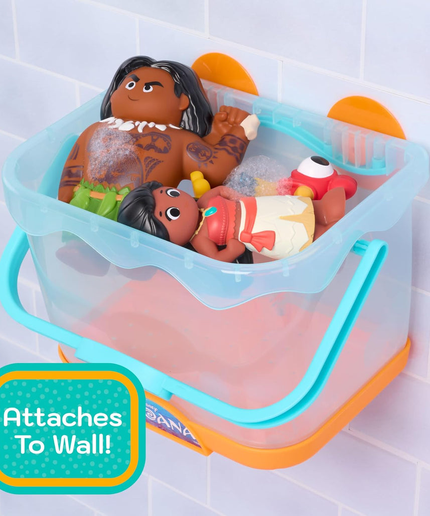 Disney Moana Bath Caddy, 6-pieces, 5 Bath Toy Figures
