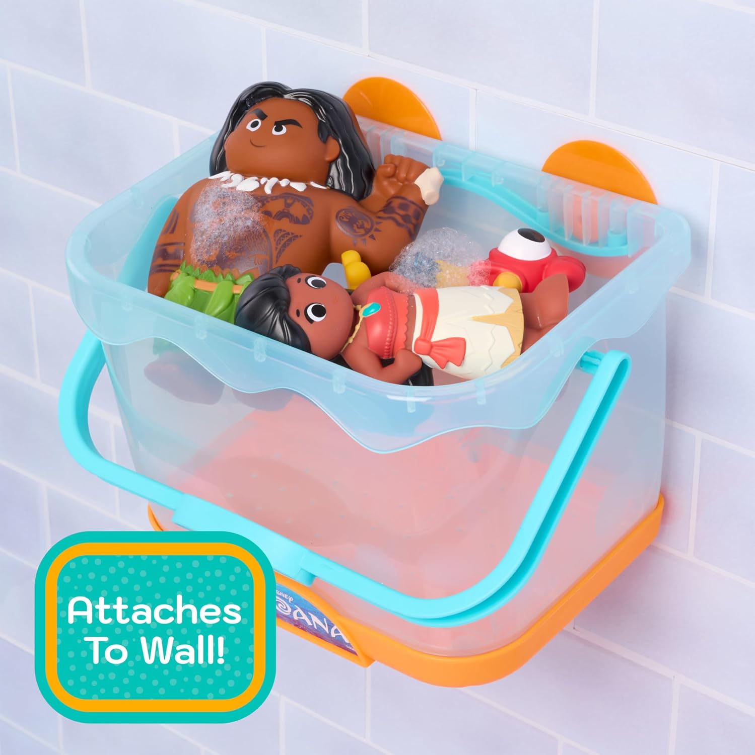 Disney Moana Bath Caddy, 6-pieces, 5 Bath Toy Figures