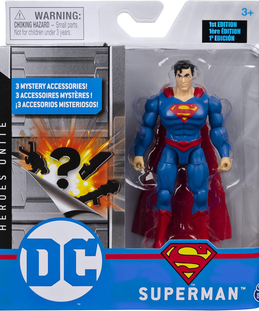 DC Comics 10-cm Action Figure with 3 Mystery Accessories, Collectible Superhero Toy for Kids Aged 3+, Adventure 4