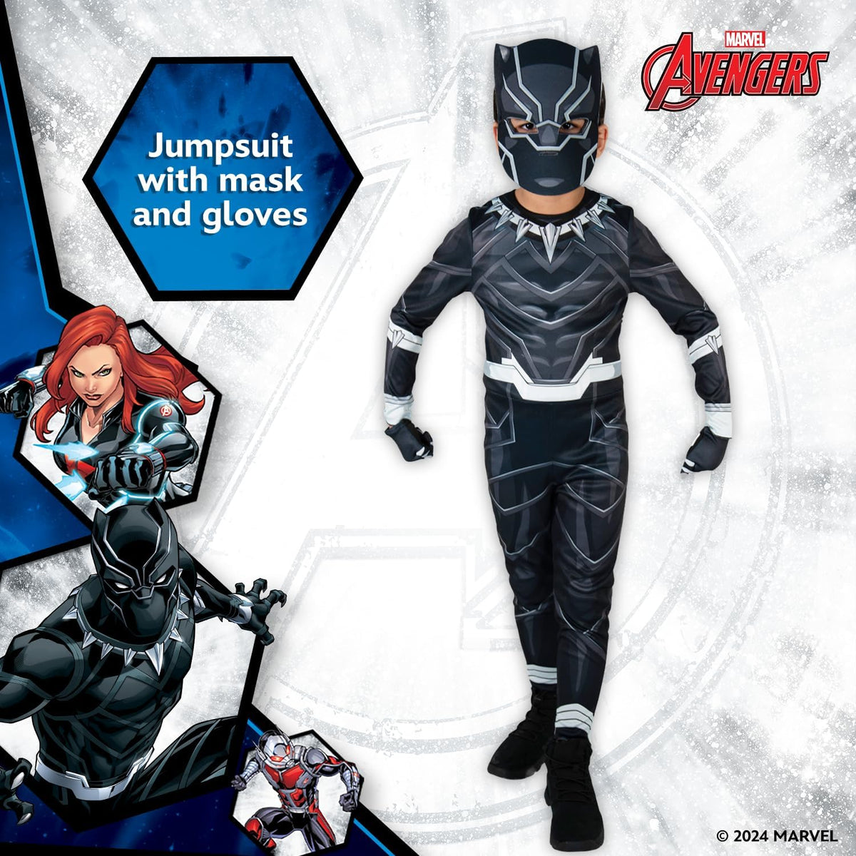 Party Centre Marvel Avengers Black Panther Classic Costume, 3-4 years