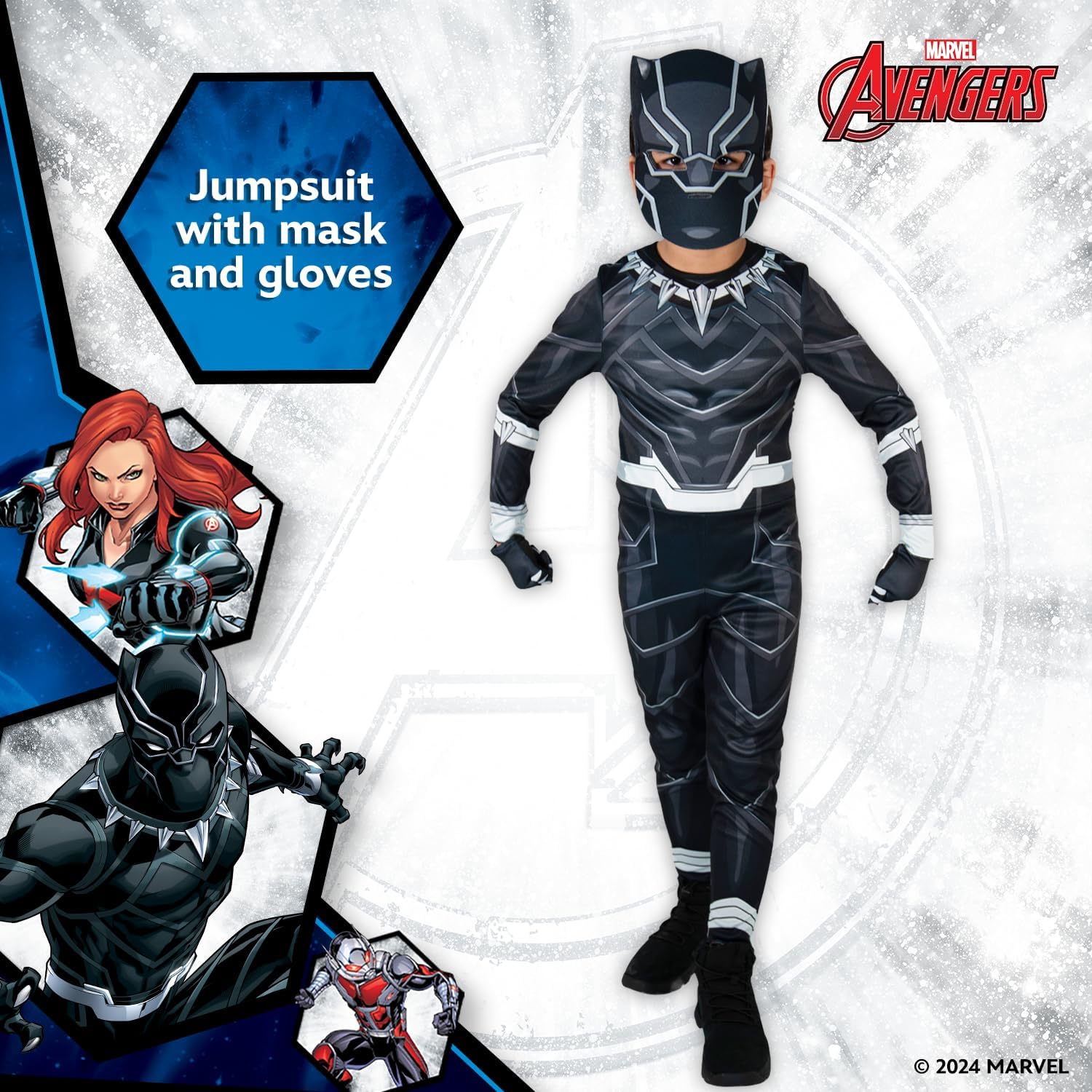 Party Centre Marvel Avengers Black Panther Classic Costume, 3-4 years