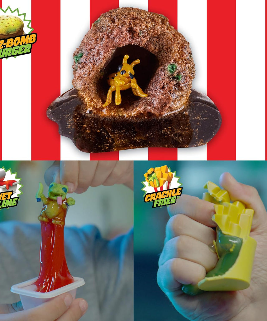 Terror Fried 08092 Ooze Burger, Gross Collectible Figures and Slime for Boys Ages 4-10, Multi-Compound Interactive Play Set with Fizz, Squish, Crack and Ooze, Sensory and Collectible Toys