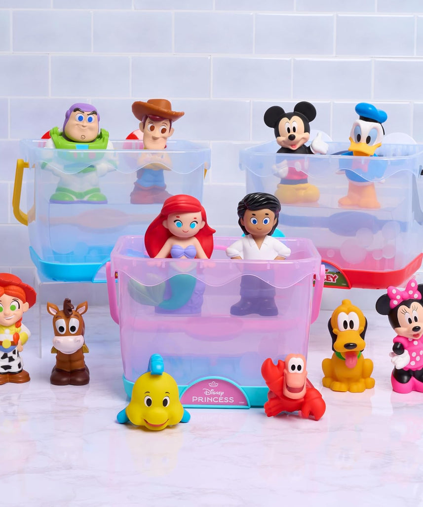 Disney Winnie the Pooh Bath Caddy, 6-pieces, 5 Bath Toy Figures Sealed for Safety, Attaches to Wall, Bath Toy for Fans, Girls, Boys, Kids, Ages 3 and Up