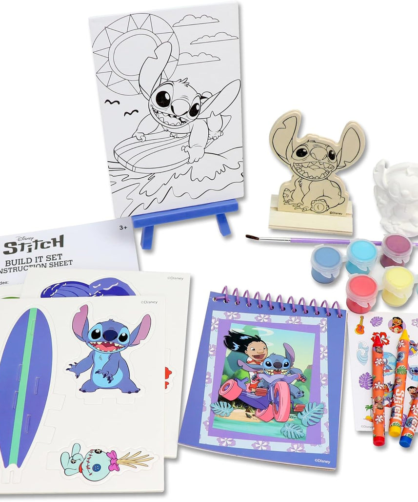 Tara Toys Disney Stitch 5 in 1 Creativity Tub, 50-Piece Paint and Color Preschool Arts and Crafts Activity Set, Kids for Ages 3 Up