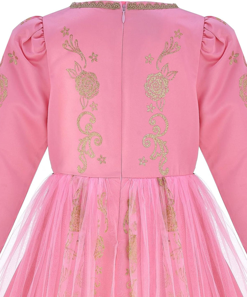 Party Centre - Disney Golden Princess Aurora Prestige Dress Up Costume with Headpiece, Large (10-12 Years)