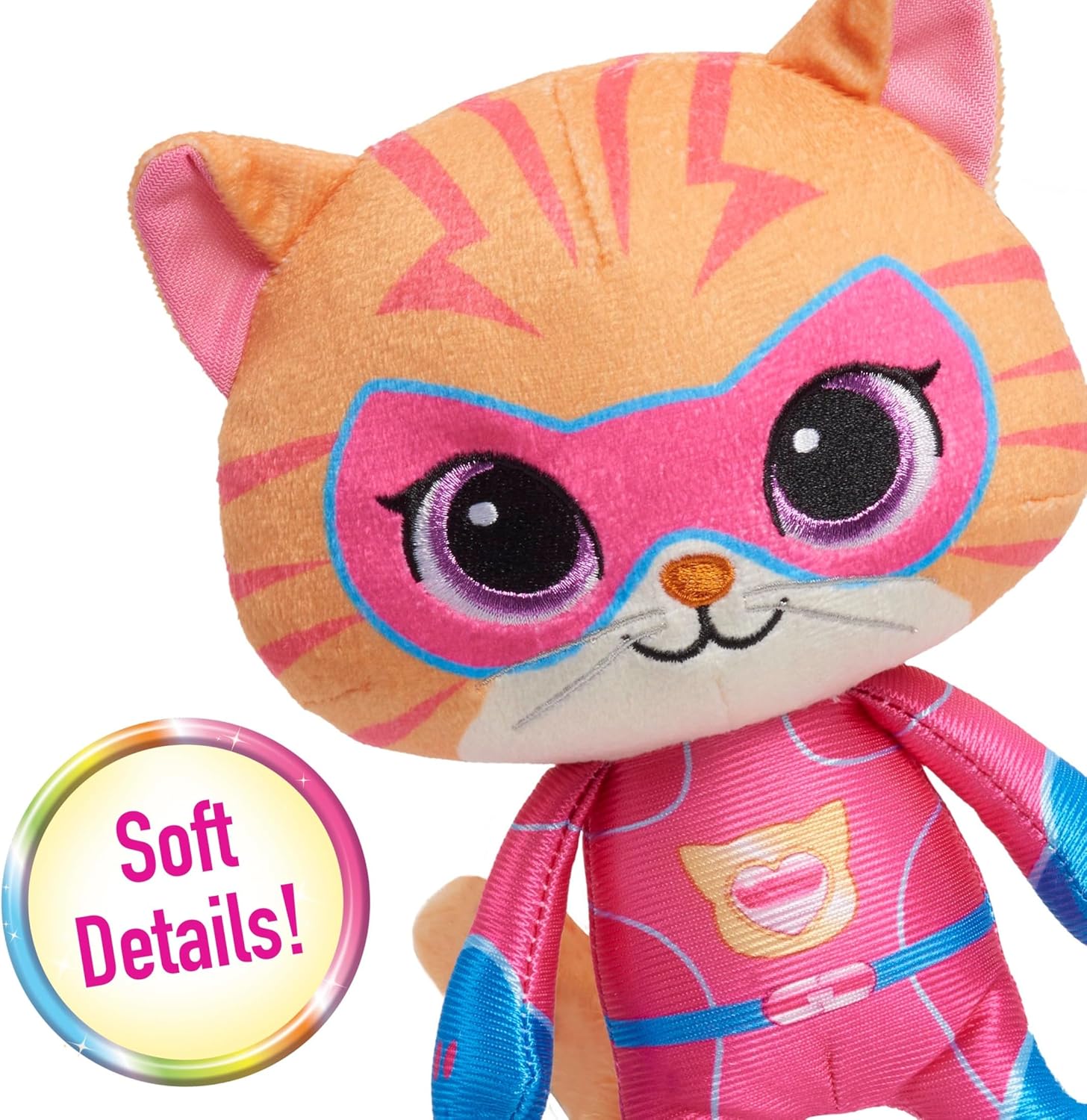 Just Play Disney Junior SuperKitties 7-inch Small Plush Stuffed Animal, Ginny, Kitten, Kids Toys for Ages 2 Up